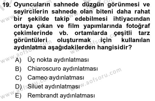 Medyada Yapım	 Dersi 2021 - 2022 Yılı (Vize) Ara Sınavı 19. Soru