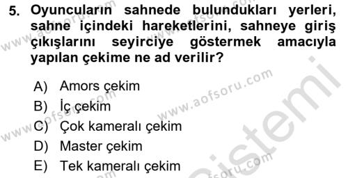 Medyada Yapım	 Dersi 2021 - 2022 Yılı (Final) Dönem Sonu Sınavı 5. Soru