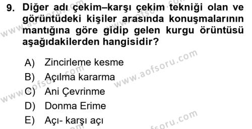 Medyada Yapım	 Dersi 2021 - 2022 Yılı (Final) Dönem Sonu Sınavı 9. Soru