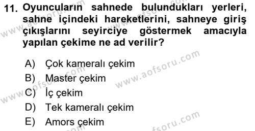 Medyada Yapım	 Dersi 2021 - 2022 Yılı Yaz Okulu Sınavı 11. Soru