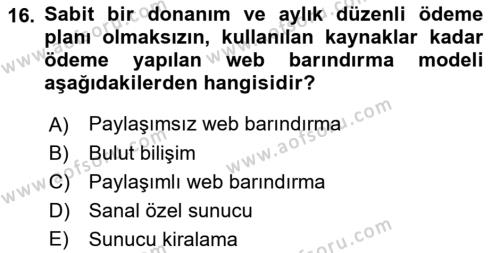 Medyada Yapım	 Dersi 2021 - 2022 Yılı Yaz Okulu Sınavı 16. Soru