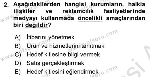 Medyada Yapım	 Dersi 2022 - 2023 Yılı Yaz Okulu Sınavı 2. Soru