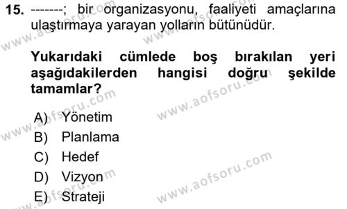 Halkla İlişkiler Kampanya Analizi Dersi 2024 - 2025 Yılı (Vize) Ara Sınavı 15. Soru