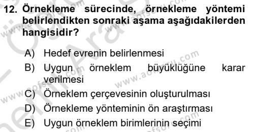 Halkla İlişkiler Araştırmaları Dersi 2021 - 2022 Yılı (Vize) Ara Sınavı 12. Soru