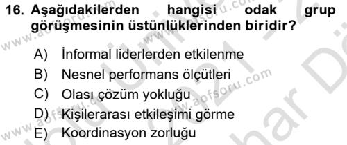 Halkla İlişkiler Araştırmaları Dersi 2021 - 2022 Yılı (Vize) Ara Sınavı 16. Soru