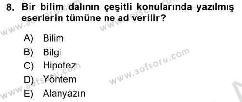 Halkla İlişkiler Araştırmaları Dersi 2021 - 2022 Yılı (Vize) Ara Sınavı 8. Soru