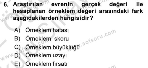 Halkla İlişkiler Araştırmaları Dersi 2021 - 2022 Yılı Yaz Okulu Sınavı 6. Soru