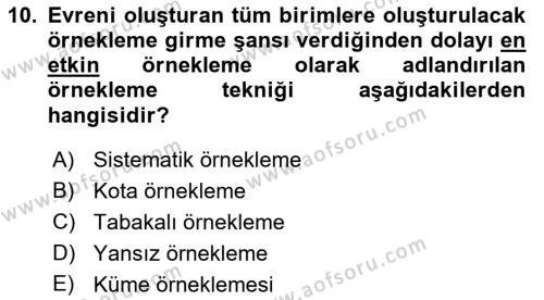 Halkla İlişkiler Araştırmaları Dersi 2022 - 2023 Yılı Yaz Okulu Sınavı 10. Soru