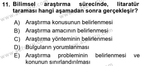 Halkla İlişkiler Araştırmaları Dersi 2022 - 2023 Yılı Yaz Okulu Sınavı 11. Soru