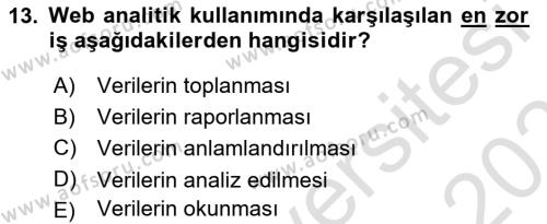 Halkla İlişkiler Araştırmaları Dersi 2022 - 2023 Yılı Yaz Okulu Sınavı 13. Soru