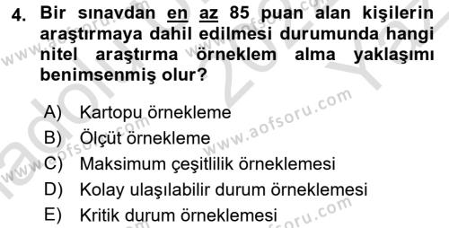 Halkla İlişkiler Araştırmaları Dersi 2022 - 2023 Yılı Yaz Okulu Sınavı 4. Soru