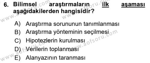 Halkla İlişkiler Araştırmaları Dersi 2023 - 2024 Yılı (Vize) Ara Sınavı 6. Soru