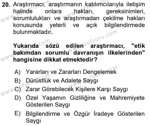 Halkla İlişkiler Araştırmaları Dersi 2023 - 2024 Yılı (Final) Dönem Sonu Sınavı 20. Soru