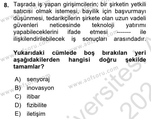 İtibar Yönetimi Dersi 2023 - 2024 Yılı (Final) Dönem Sonu Sınavı 8. Soru