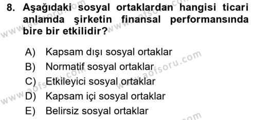 İtibar Yönetimi Dersi 2024 - 2025 Yılı (Vize) Ara Sınavı 8. Soru