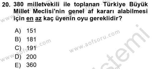 Hukukun Temel Kavramları Dersi 2021 - 2022 Yılı Yaz Okulu Sınavı 20. Soru