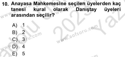 Hukukun Temel Kavramları Dersi 2023 - 2024 Yılı Yaz Okulu Sınavı 10. Soru