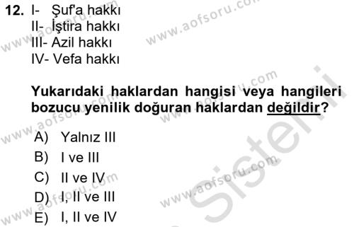 Hukukun Temel Kavramları Dersi 2023 - 2024 Yılı Yaz Okulu Sınavı 12. Soru