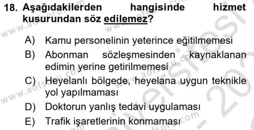 İdare Hukukuna Giriş Dersi 2022 - 2023 Yılı Yaz Okulu Sınavı 18. Soru