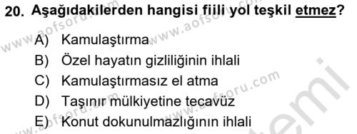 İdare Hukukuna Giriş Dersi 2022 - 2023 Yılı Yaz Okulu Sınavı 20. Soru