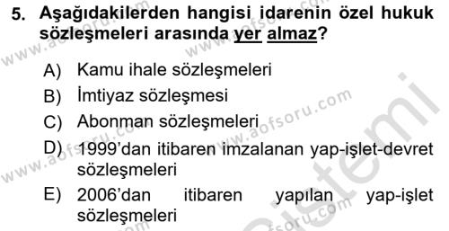 İdare Hukukuna Giriş Dersi 2022 - 2023 Yılı Yaz Okulu Sınavı 5. Soru