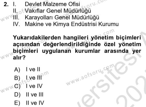 İdare Hukukuna Giriş Dersi 2024 - 2025 Yılı (Vize) Ara Sınavı 2. Soru