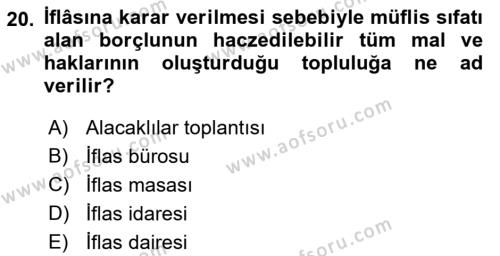 İşletme Hukuku Dersi 2018 - 2019 Yılı 3 Ders Sınavı 20. Soru