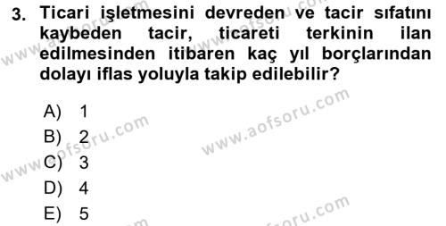 İşletme Hukuku Dersi 2018 - 2019 Yılı 3 Ders Sınavı 3. Soru