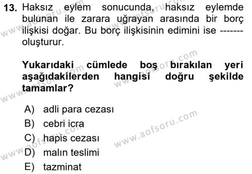 İşletme Hukuku Dersi 2018 - 2019 Yılı (Vize) Ara Sınavı 13. Soru