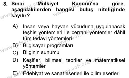 İşletme Hukuku Dersi 2018 - 2019 Yılı (Vize) Ara Sınavı 8. Soru