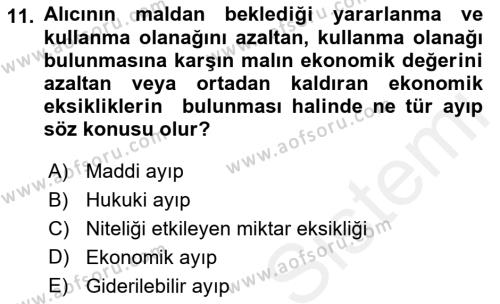 İşletme Hukuku Dersi 2018 - 2019 Yılı (Final) Dönem Sonu Sınavı 11. Soru