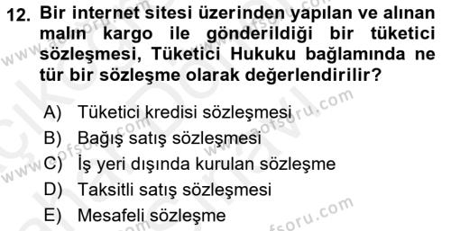 İşletme Hukuku Dersi 2018 - 2019 Yılı (Final) Dönem Sonu Sınavı 12. Soru