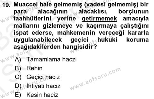 İşletme Hukuku Dersi 2018 - 2019 Yılı (Final) Dönem Sonu Sınavı 19. Soru