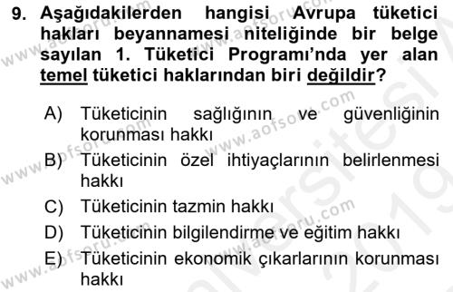 İşletme Hukuku Dersi 2018 - 2019 Yılı (Final) Dönem Sonu Sınavı 9. Soru