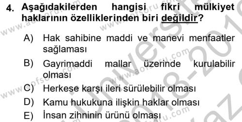 İşletme Hukuku Dersi 2018 - 2019 Yılı Yaz Okulu Sınavı 4. Soru