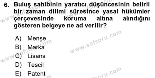 İşletme Hukuku Dersi 2018 - 2019 Yılı Yaz Okulu Sınavı 6. Soru