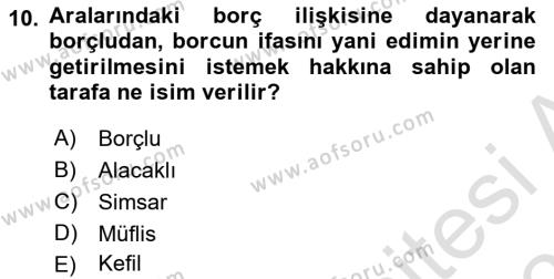 İşletme Hukuku Dersi 2020 - 2021 Yılı Yaz Okulu Sınavı 10. Soru