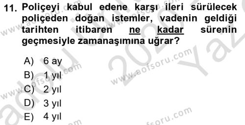 İşletme Hukuku Dersi 2020 - 2021 Yılı Yaz Okulu Sınavı 11. Soru