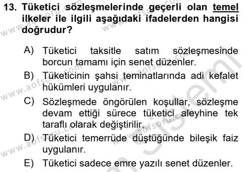 İşletme Hukuku Dersi 2020 - 2021 Yılı Yaz Okulu Sınavı 13. Soru