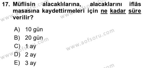 İşletme Hukuku Dersi 2020 - 2021 Yılı Yaz Okulu Sınavı 17. Soru