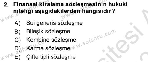 İşletme Hukuku Dersi 2020 - 2021 Yılı Yaz Okulu Sınavı 2. Soru