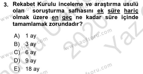 İşletme Hukuku Dersi 2020 - 2021 Yılı Yaz Okulu Sınavı 3. Soru