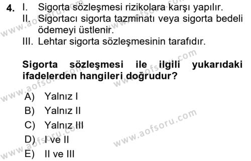 İşletme Hukuku Dersi 2020 - 2021 Yılı Yaz Okulu Sınavı 4. Soru