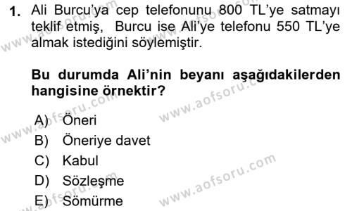 İşletme Hukuku Dersi 2021 - 2022 Yılı (Vize) Ara Sınavı 1. Soru