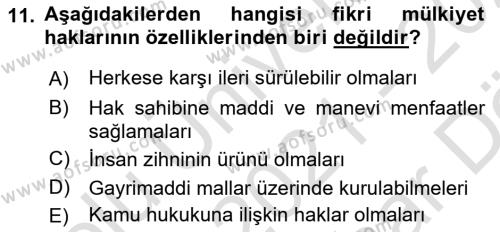 İşletme Hukuku Dersi 2021 - 2022 Yılı (Vize) Ara Sınavı 11. Soru