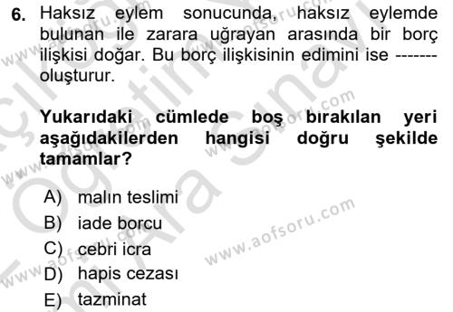 İşletme Hukuku Dersi 2021 - 2022 Yılı (Vize) Ara Sınavı 6. Soru