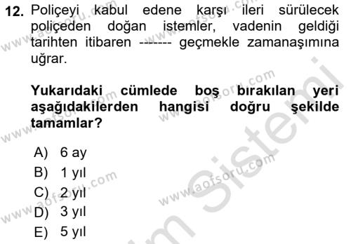 İşletme Hukuku Dersi 2021 - 2022 Yılı (Final) Dönem Sonu Sınavı 12. Soru