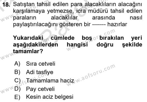 İşletme Hukuku Dersi 2021 - 2022 Yılı (Final) Dönem Sonu Sınavı 18. Soru