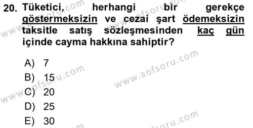 İşletme Hukuku Dersi 2021 - 2022 Yılı (Final) Dönem Sonu Sınavı 20. Soru