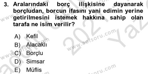 İşletme Hukuku Dersi 2021 - 2022 Yılı Yaz Okulu Sınavı 3. Soru